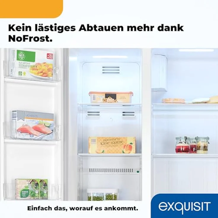 Exquisit Side-by-Side-Kühlschrank, NoFrost, 442 Liter, LED-Display, inoxlook-az – Bild 10