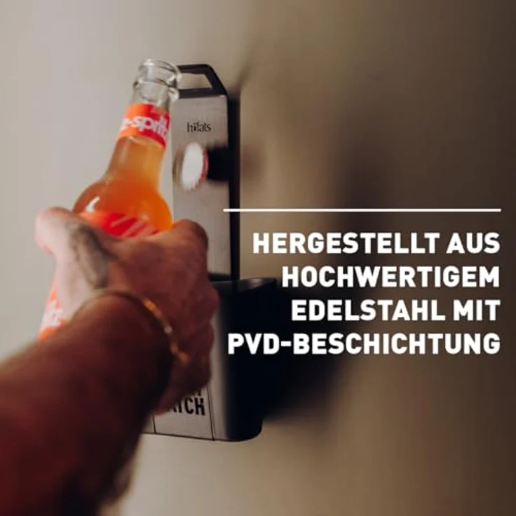 höfats Johnny Catch Cup SCHWARZ, Edelstahl Flaschenöffner mit Auffangbehälter für bis zu 60 Kronkorken, schraubenlose Montage – Bild 4
