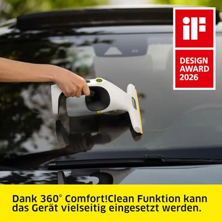 Kärcher WV 1 Compact Care, Akku-Fenstersauger mit 25 min Akkulaufzeit, 100 ml Schmutzwassertank, Weiß, mit USB-C-Port, Mikrofaser-Wischbezug und 20 ml Fensterreiniger – Bild 3