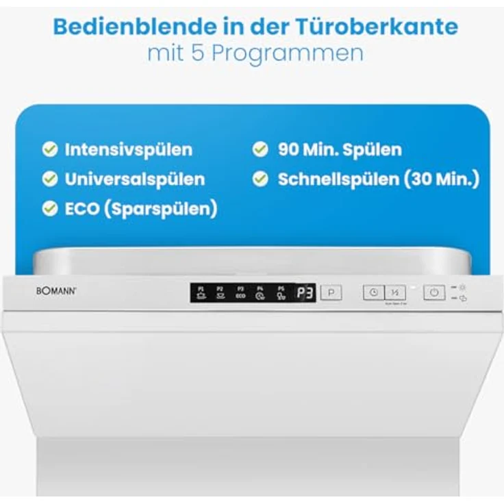 Bomann® Geschirrspüler GSPE 7420 VI, 45 cm vollintegrierbar für 10 Maßgedecke, 5 Programme, Programm-Startvorwahl 1-24 h, automatischer Türöffner, silbergraue Geschirrkörbe – Bild 7