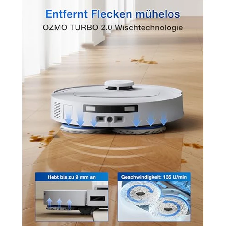 ECOVACS DEEBOT T30e Omni Saugroboter mit Wischfunktion, 25.000 Pa Saugkraft, All-in-One-Station, OZMO Turbo 2.0, TrueMapping 2.0 und ZeroTangle 3.0 – Bild 3