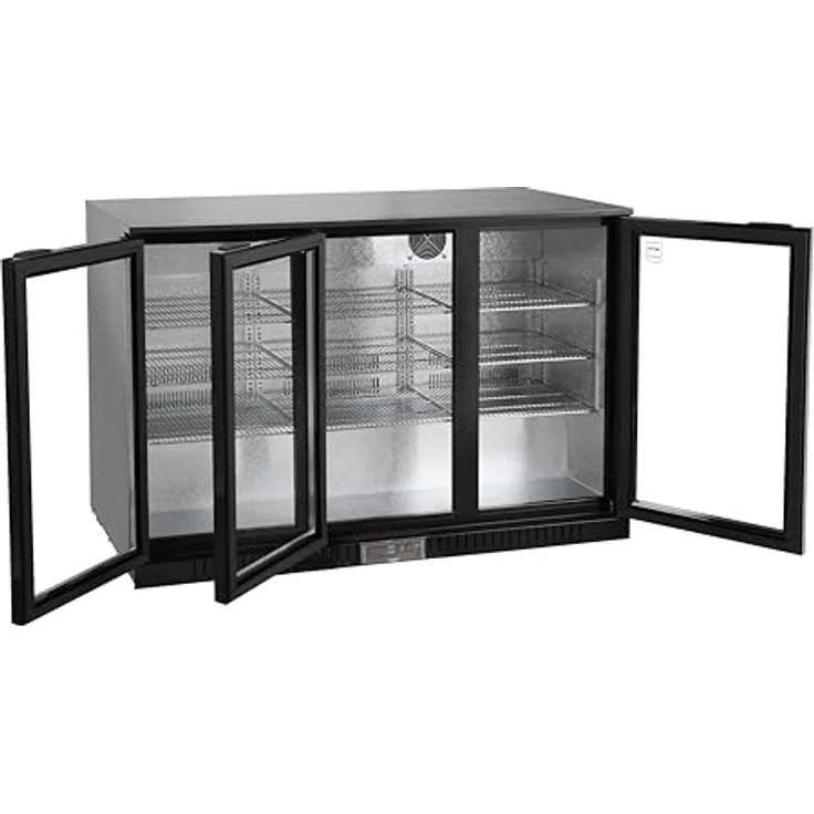 METRO Professional Flaschenkühler GBC3003, Aluminium/Glas, 308 L mit verstellbaren Einlegeböden, automatischer Abtauung und LED Beleuchtung, schwarz, 135 x 53 x 86.5 cm – Bild 5