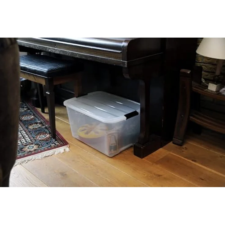 IRIS 6er-Set stapelbare Aufbewahrungsboxen 'Top Box', mit Deckel und Klickverschluss, 30 Liter, Kunststoff - Plastik, transparent – Bild 2