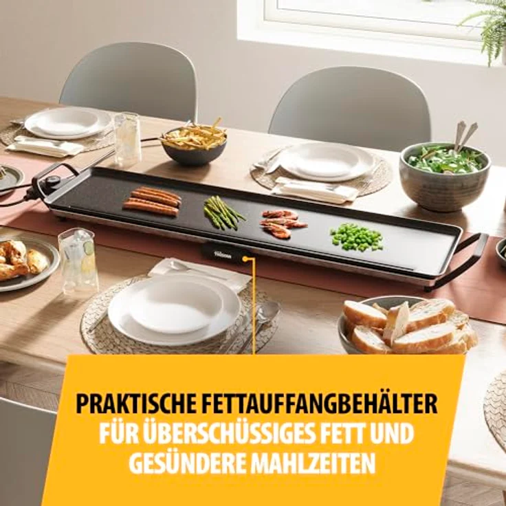 Tristar Tischgrill slim XL - Große Backfläche 90 x 23 cm, Einstellbarer Thermostat, Antihaftbeschichtung, Fettauffangschale - BP-2669 – Bild 4