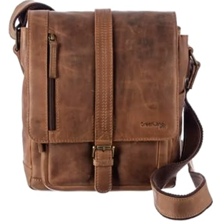 Greenland Nature Montenegro Umhängetasche aus 100% Leder, 22 cm x 12 cm x 28 cm, braun – Bild 2