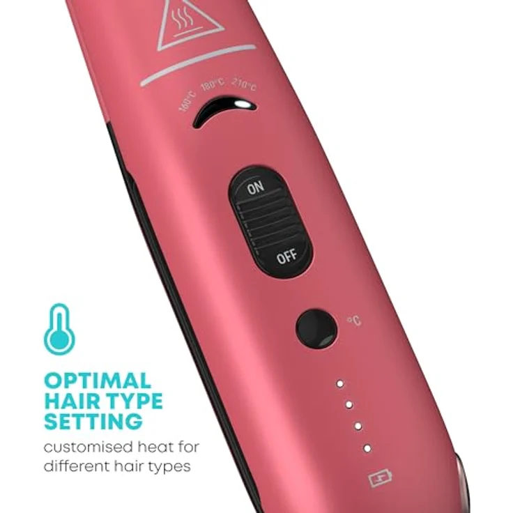 REVAMP Liberate Kabelloser Haarglätter - Rosa, Keramik-Ionen-Flacheisenplatten, Reiseschloss, hitzebeständige Reisetasche – Bild 3