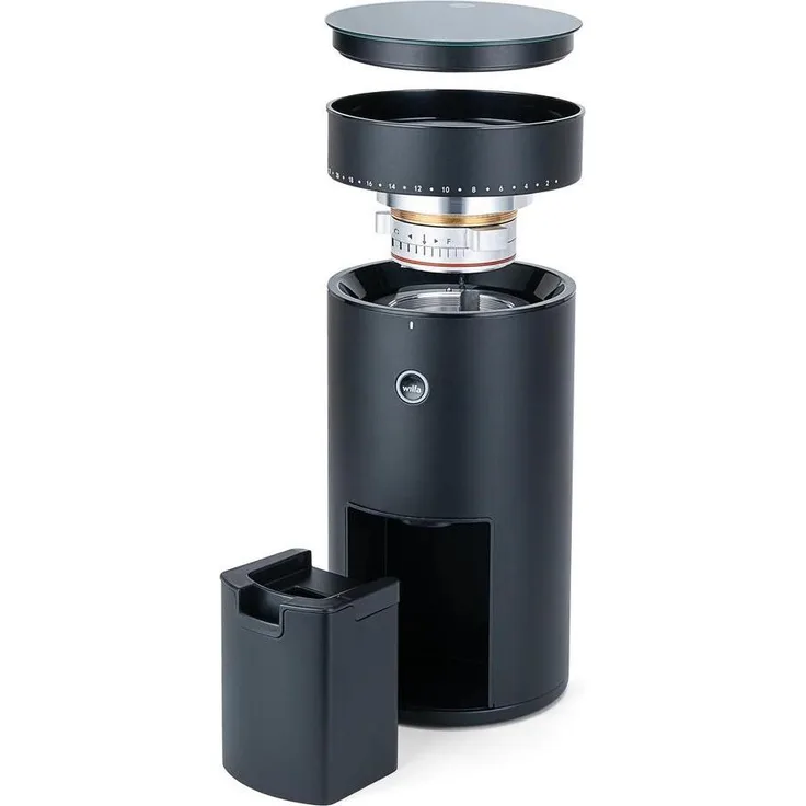 Wilfa Coffee Grinder Uniform Evo, Kaffeemühle mit Kegelmahlwerk und 150 Watt Leistung, Schwarz