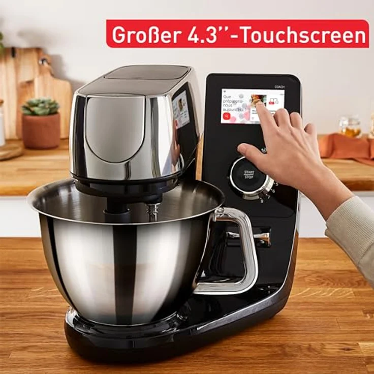 Tefal I-Coach Touch Küchenmaschine, 1200 W, 21 Auto-Programme, inkl. Back-Zubehör und App, Touchscreen, Schwarz/Silber – Bild 4