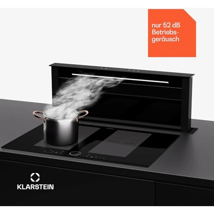 Klarstein Downdraft-Dunstabzugshaube 75cm, versenkbare Abluft/Umluft, 576m³/h, leise (51 dB), Energieeffizienz A++, LED-Beleuchtung & Touch-Bedienfeld – Bild 5