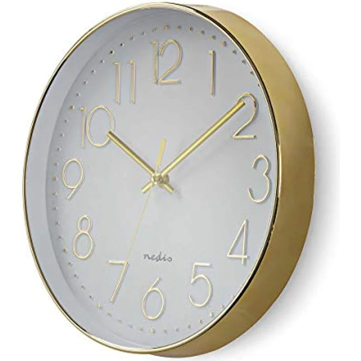 NEDIS CLWA015PC30GD Kreisförmige Wanduhr, Durchmesser von 30 cm, Leicht ablesbare Ziffern, Gold – Bild 3