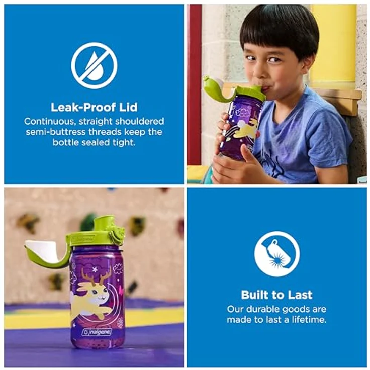 Nalgene Kinderflasche 'OTF Kids Sustain', 0,35 L, Einhanddruckverschluss, bruchfest, BPA-frei, 50% recycelte Materialien – Bild 2