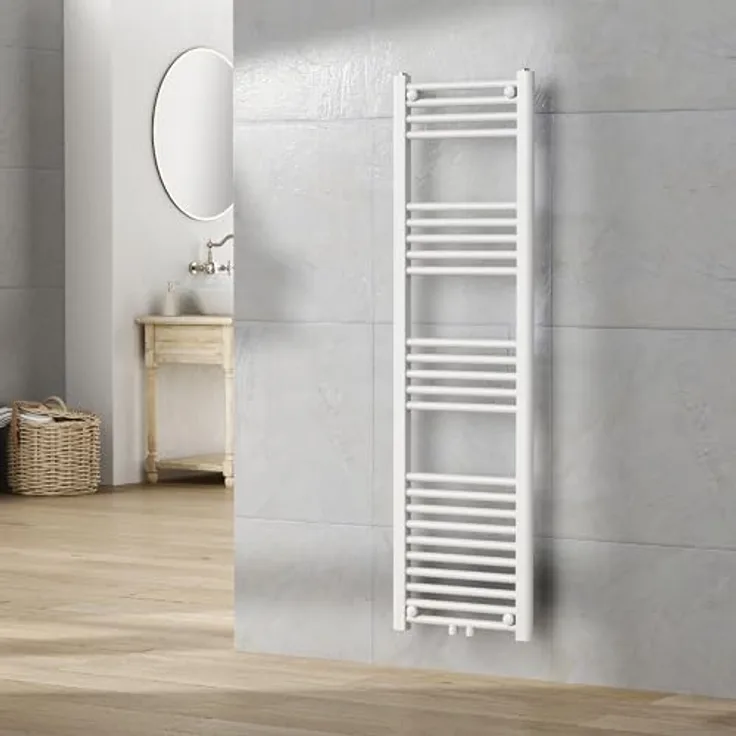 Neu.Haus Handtuchheizkörper Voss 140x40 cm, Weiss, Platzsparendes Design, Heizleistung 485 W, Schnelle Wandmontage
