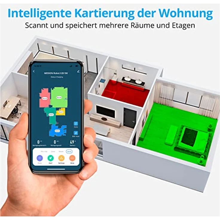 MEDION Saugroboter mit Absaugstation und Wischfunktion X20 SW+ (Lasernavigation, Starke 3000Pa Saugkraft, 2in1 Roboterstaubsauger, präzise Kartenerstellung, Go & No Go Bereiche, mehrere Etagen) – Bild 4