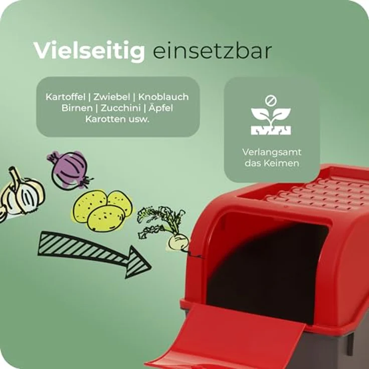 Novaliv Gemüsebox Set rot, Vorratsdosen aus Kunststoff mit 3 Größen (3.5L, 5L, 9L) für Kartoffeln, Zwiebeln, Knoblauch und Obst – Bild 4