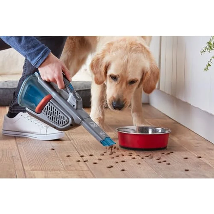 Black + Decker Lithium Dustbuster BHHV320J mit Cyclonic Action – 12V, 25AW, Akku Handstaubsauger mit ausziehbarer Fugendüse & Ladekabel – Beutelloser, kabelloser Staubsauger – Titanium-Blau – Bild 5