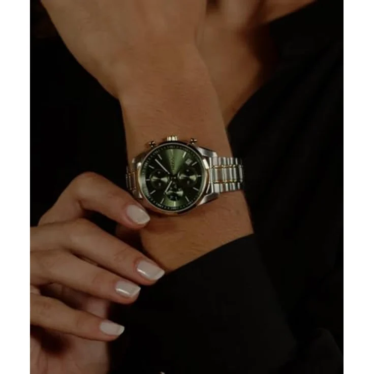 BOSS Multi Zifferblatt Quarz Uhr für Damen Kollektion Grand Tour Ladies mit Edelstahlarmband in Grüner Sonnenschliff-Optik – Bild 4