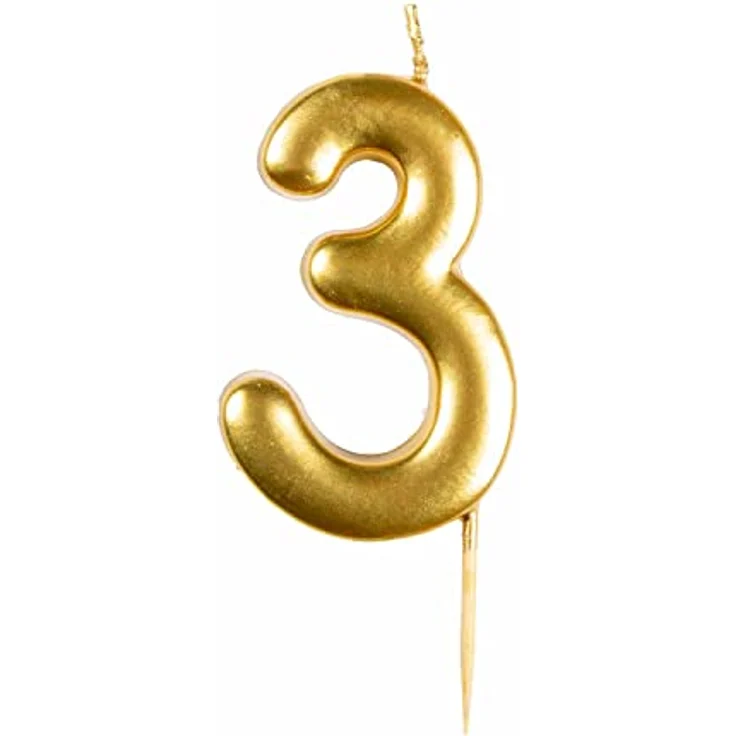 amscan 9911807 Goldene Zahlenkerze 3 – Bild 1