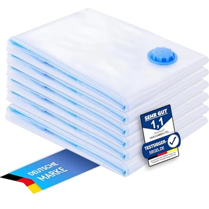 SilverRack Vakuumbeutel XXL für Bettdecken, 6er Set (90x130 cm) - milbensicher, hygienisch, BPA-frei, inkl. Etiketten für bessere Übersicht – Bild 1