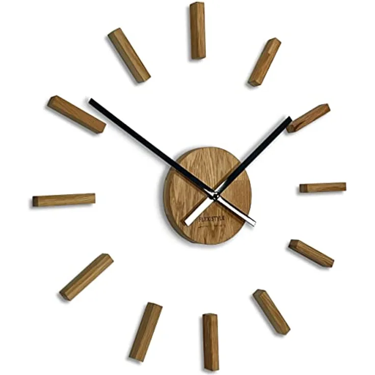 3D Wanduhren DIY Holz Eiche große Wanduhr 50-75CM 3D Wanduhr Modern Design EKO Wanduhren Wandtattoo Dekoration Uhren für Büro Wohnzimmer Schlafzimmer Dekoartikel Quarzuhr (HolzSimple, schwarze Zeiger)