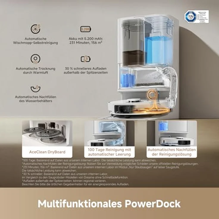 Dreame L10s Ultra Gen3, Staubsauger Roboter mit Wischfunktion, 25KPa Saugleistung, Haustiermodus, selbstreinigende All-in-One Dock, Teppichreinigung – Bild 8