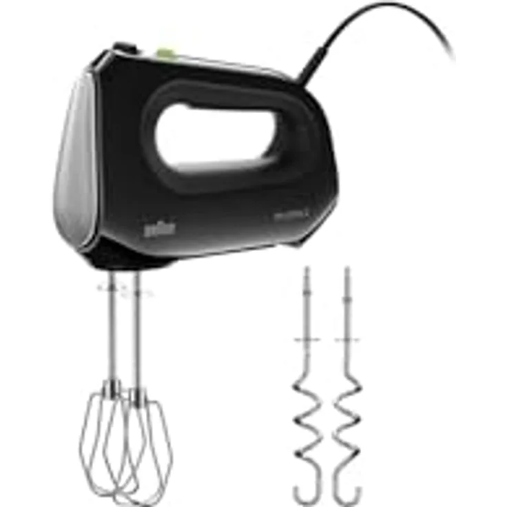 Braun Household MultiMix 2 HM2110BK Handmixer - Handrührgerät mit 4 Geschwindigkeitsstufen plus Turbo, FastMix Technologie, EasyClick, inkl. Schneebesen und Knethaken, Einhandbedienung, 500W, Schwarz