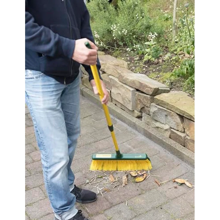 Steuber GmbH florasun Krallenbesen mit Teleskopstiel, 40 cm Breite, Stiellänge ausgefahren 1,4m, langer Kehrbesen mit gebogenen Borsten, verstellbarer Outdoorbesen – Bild 7