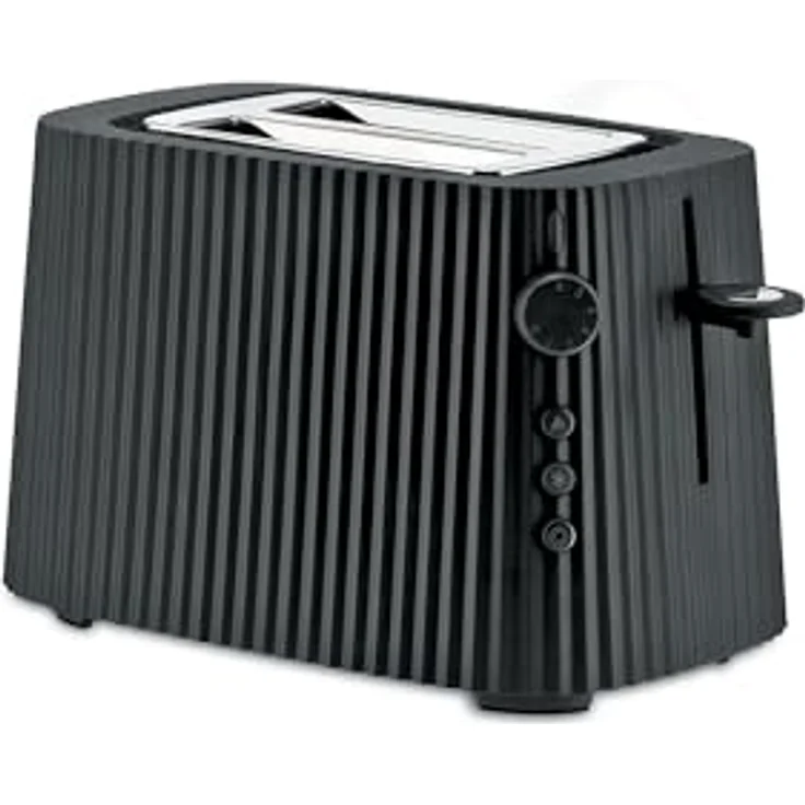 Alessi Plissé 2-Schlitz-Toaster, 6 Bräunungsstufen, Kunststoff, Edelstahl, schwarz – Bild 2