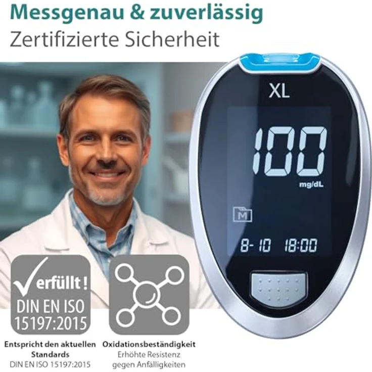 GlucoCheck XL Blutzuckermessgerät (mg/dl) zur Selbstkontrolle des Blutzuckers bei Diabetes – Bild 4