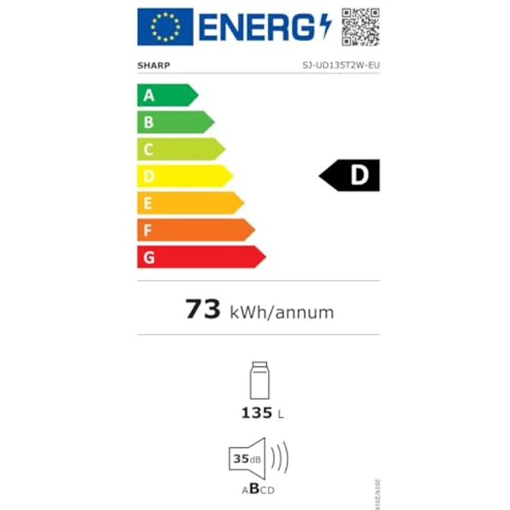 Sharp SJ-UD135T2W-EU Kühlschrank, 135L Nutzinhalt, stufenlose Temperaturregelung, LED Innenbeleuchtung, Weiß – Bild 5