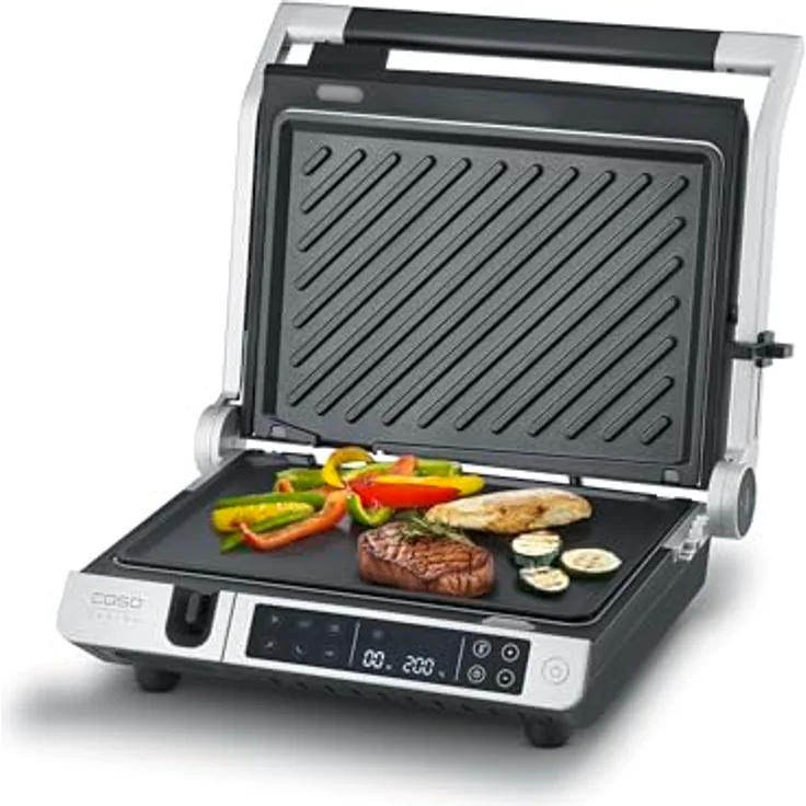 Caso SteakMaster Pro, 3-in-1 Doppel-Kontaktgrill mit Digital-Touch, Grillthermometer, Antihaftplatten, 2000W, 80-240°C, PFAs-frei, spülmaschinengeeignet – Bild 1