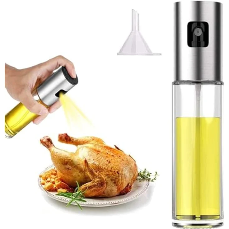ChioSun Öl Sprayer Flasche, 100ml Edelstahl und Glas, essigspritzender Spender für BBQ, Salat und Kochen, BPA-frei – Bild 1