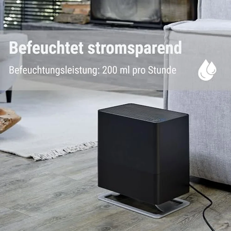 Stadler Form Luftbefeuchter Oskar little, energiesparender Raumbefeuchter für Räume bis 30 m², leiser Verdunster mit Abschalt-Automatik, dimmbare LEDs, schwarz – Bild 3