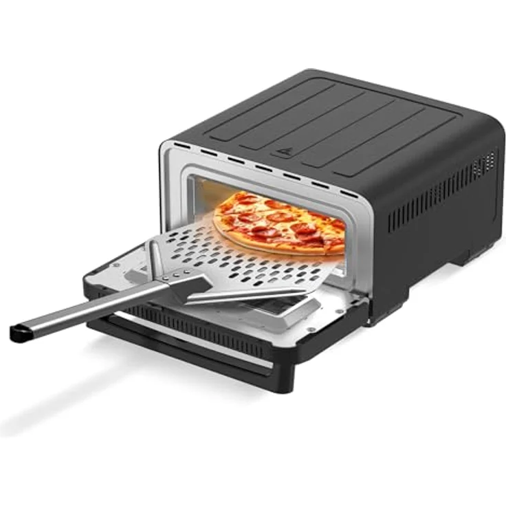 TurboTronic by Z-Line Pizzaliano TT-PO15, Minibackofen aus Edelstahl mit 2000 W Leistung, 430 °C in 2 Minuten, inkl. Pizzastein und digitale Steuerung – Bild 6