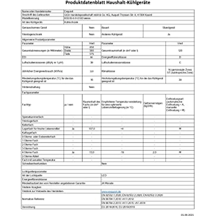 Exquisit KS516-4-H-010D Kühlschrank, freistehend, weiß, LED, Breite 56 cm, Energieklasse D – Bild 12