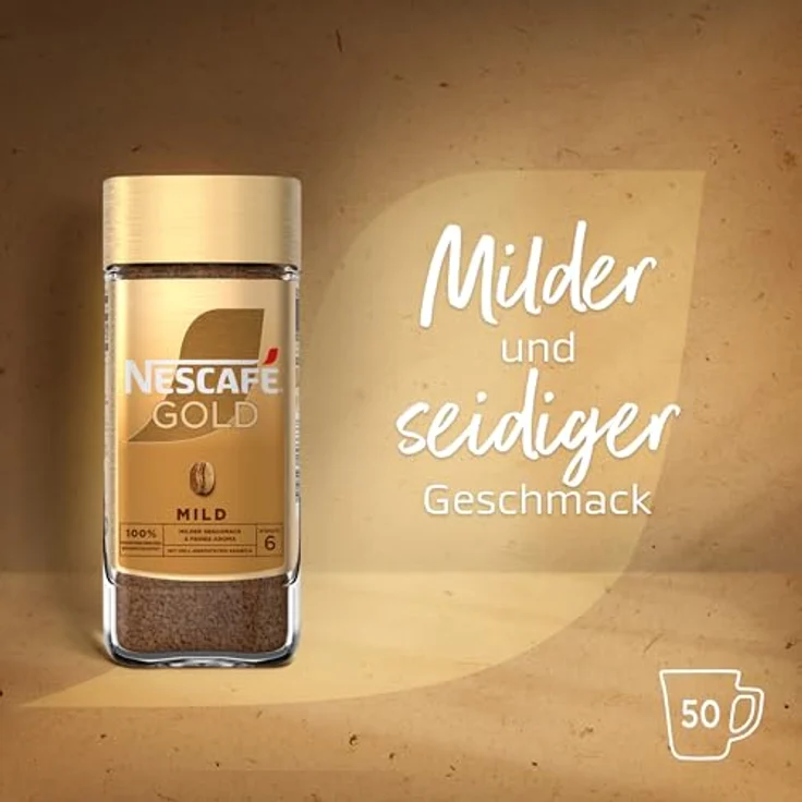 Nescafé Gold Mild, löslicher Bohnenkaffee aus erlesenen Kaffeebohnen, Instant-Pulver, koffeinhaltig und aromatisch, 1er Pack (1 x 100g) – Bild 6