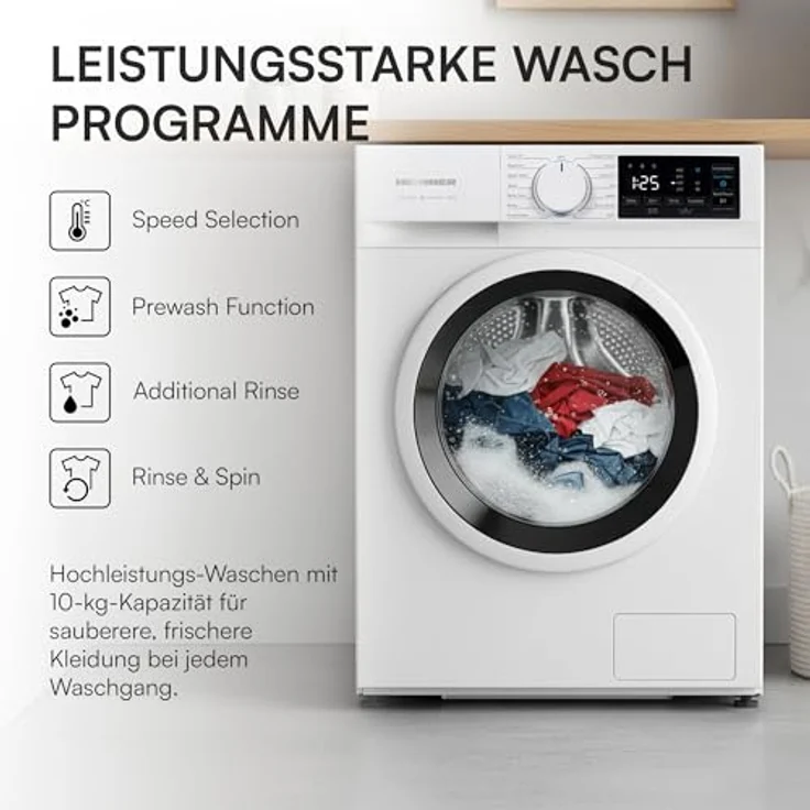 Heinner HWM-M1014IVN, Frontlader-Waschmaschine, 10 kg, A, 1400 U/min, 15 Programme, 73 dB – Bild 6