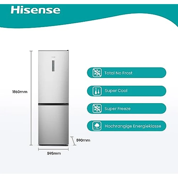 Hisense RB390N4BCC 20011724 Kühl-Gefrierkombination, freistehend, inoxfarben, Energieklasse C – Bild 4