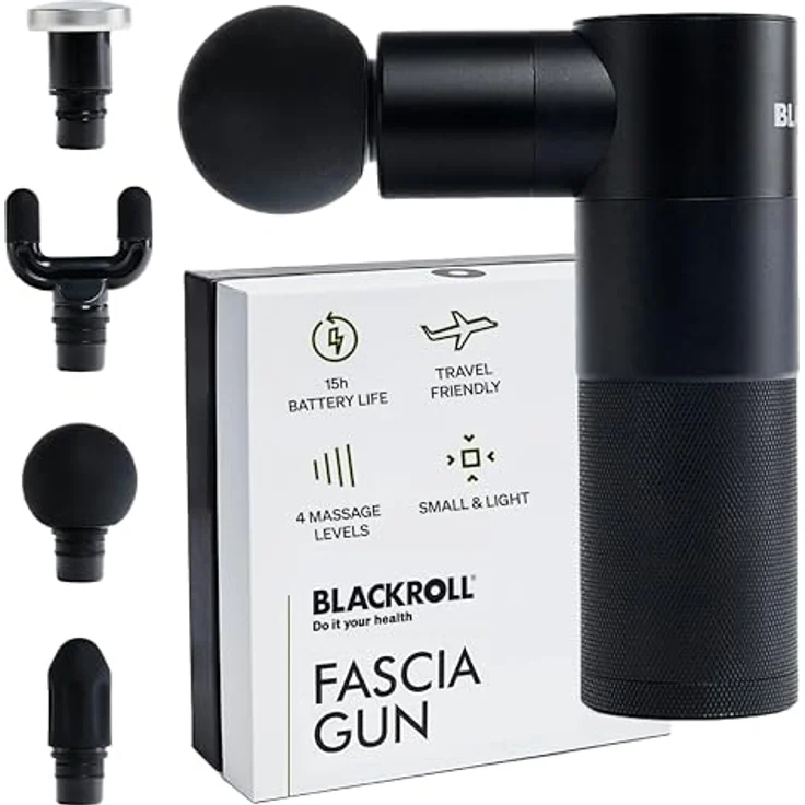 BLACKROLL® FASCIA GUN Massagepistole - Hochwertiges Massagegerät für Muskulatur und Faszien - Regulierbare Intensitätsstufen für die Massage von Rücken, Schulter, Nacken und Beine – Bild 1