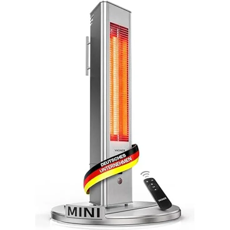Vasner HeatTower Mini Mobiler Heizstrahler 1500 Silber, Heizstrahler – Bild 2
