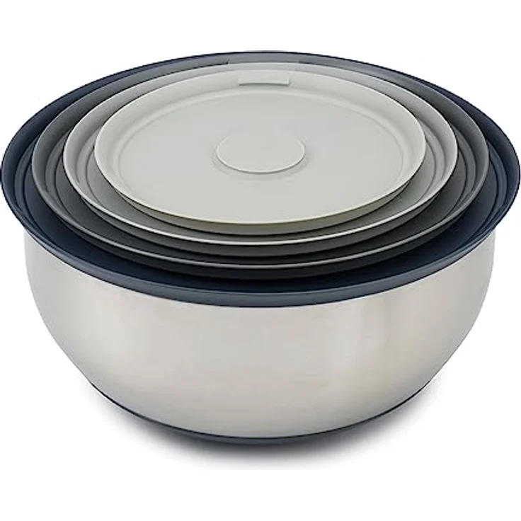 Joseph Joseph 4-teiliges Edelstahlschüsseln-Set mit Deckeln - Edelstahl, Silber – Bild 2