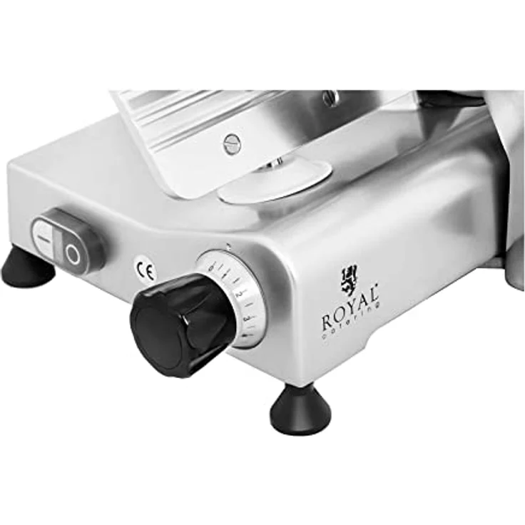 Royal Catering RCAM-250E Aufschnittmaschine Ø 250 mm Messerschärfer 0-8 mm Allesschneider 480 U/min Edelstahl Wurstschneidemaschine – Bild 4