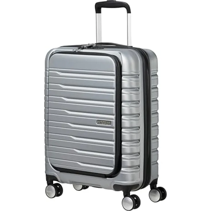 American Tourister Flashline - Spinner S, Handgepäck mit Frontlader, 55 cm, 34 L, Silber (Sky Silver)