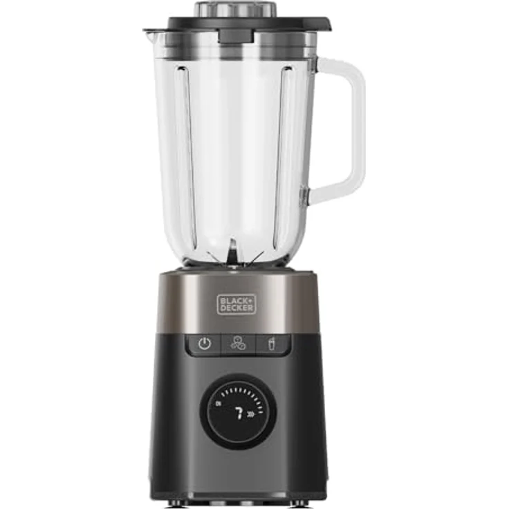 Black+Decker Standmixer BXJB1201E, Edelstahl, 1200 Watt, 8 Geschwindigkeitsstufen, 2,2 Liter Glaskrug, 3 Programme, EASY CLEAN Klingen – Bild 1