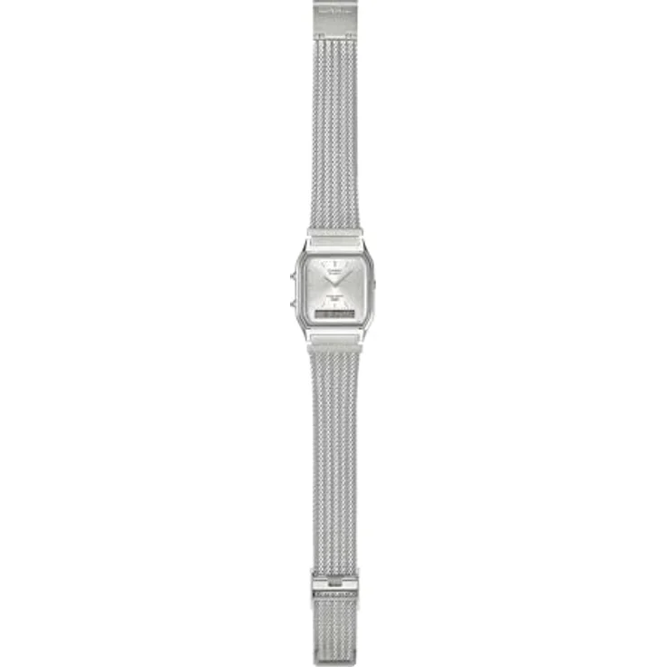 Casio Uhr Vintage Edgy Collection AQ-230EM-7A, Armbanduhr mit schmalem Gehäuse und analogen Zeigern, Silber/Blau – Bild 3