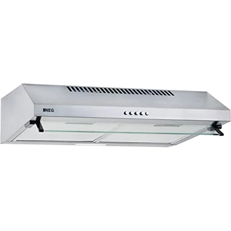 NEG Unterbau Dunstabzugshaube NEG15-DC, Silber, 60x50x15 cm, LED-Beleuchtung, 227 m³/h, A-Energieeffizienz, mit Metallfettfilter, Abluft- und Umluftbetrieb