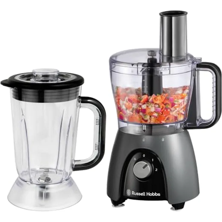 Russell Hobbs Küchenmaschine Food Processor (900W Hochstleistung, 2-in-1 Funktion, Matte Charcoal)