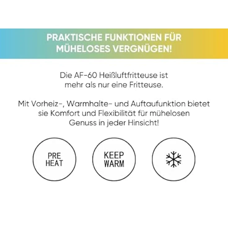 ERATEC AF-60 Heißluftfritteuse XXL 5,5L 1500W Air Fryer ohne Öl mit LED Touchscreen Display und 10 Programmen Schwarz – Bild 4
