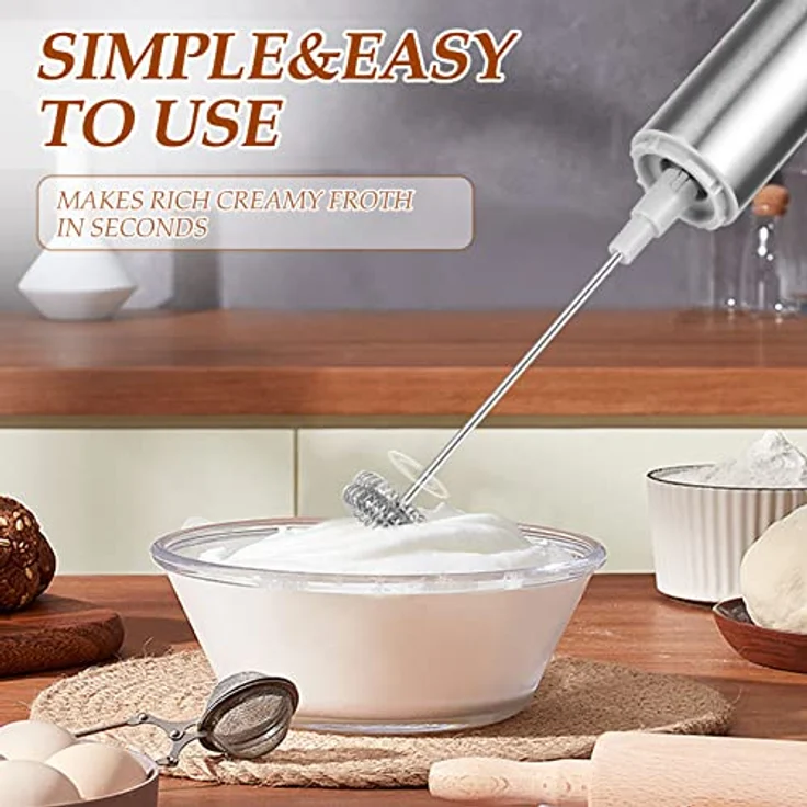 MOSUO Milchaufschäumer Stab, elektrischer Handheld Milchschäumer mit 17000-19000 U/min, für Latte, Matcha-Tee und Cappuccino, batteriebetrieben – Bild 2