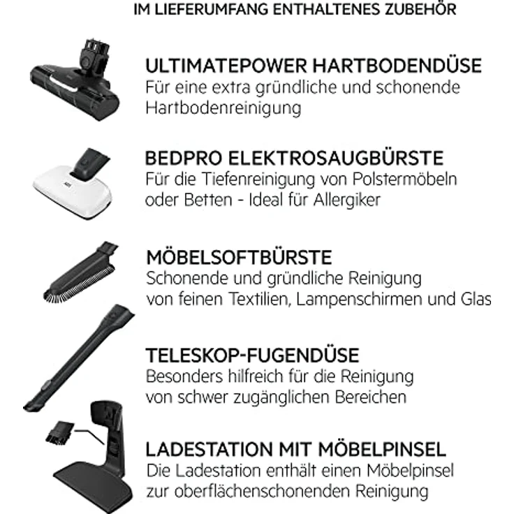 AEG HYGIENIC 5000 AS52HP25SH Akku-Staubsauger / 2in1 / angenehm leise 80 dB(A) / 58 % Recyclingmaterial / bis zu 55 Min. Laufzeit / Automatik / freistehend / alle Böden / inkl. Zubehör / grau – Bild 2