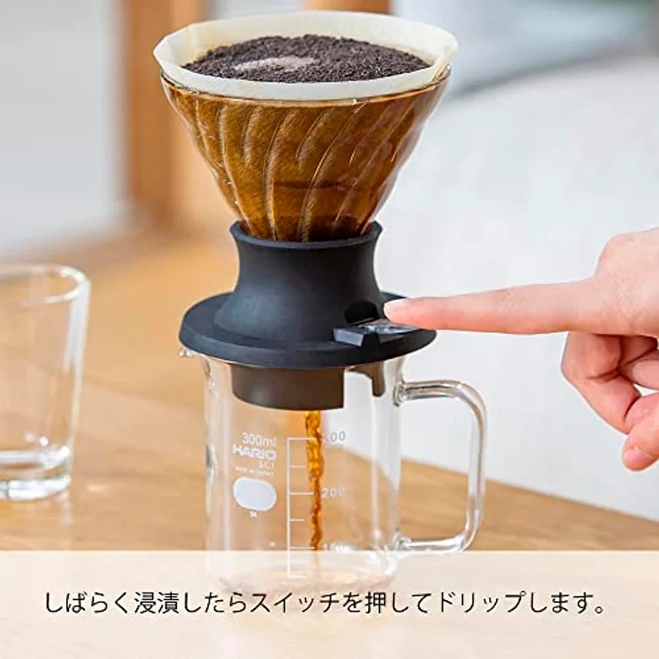 HARIO V60 Tauchtröpfer 03, Hybrid Filterkaffeemaschine mit Edelstahl-Kugelhahn, klar und farblos – Bild 3